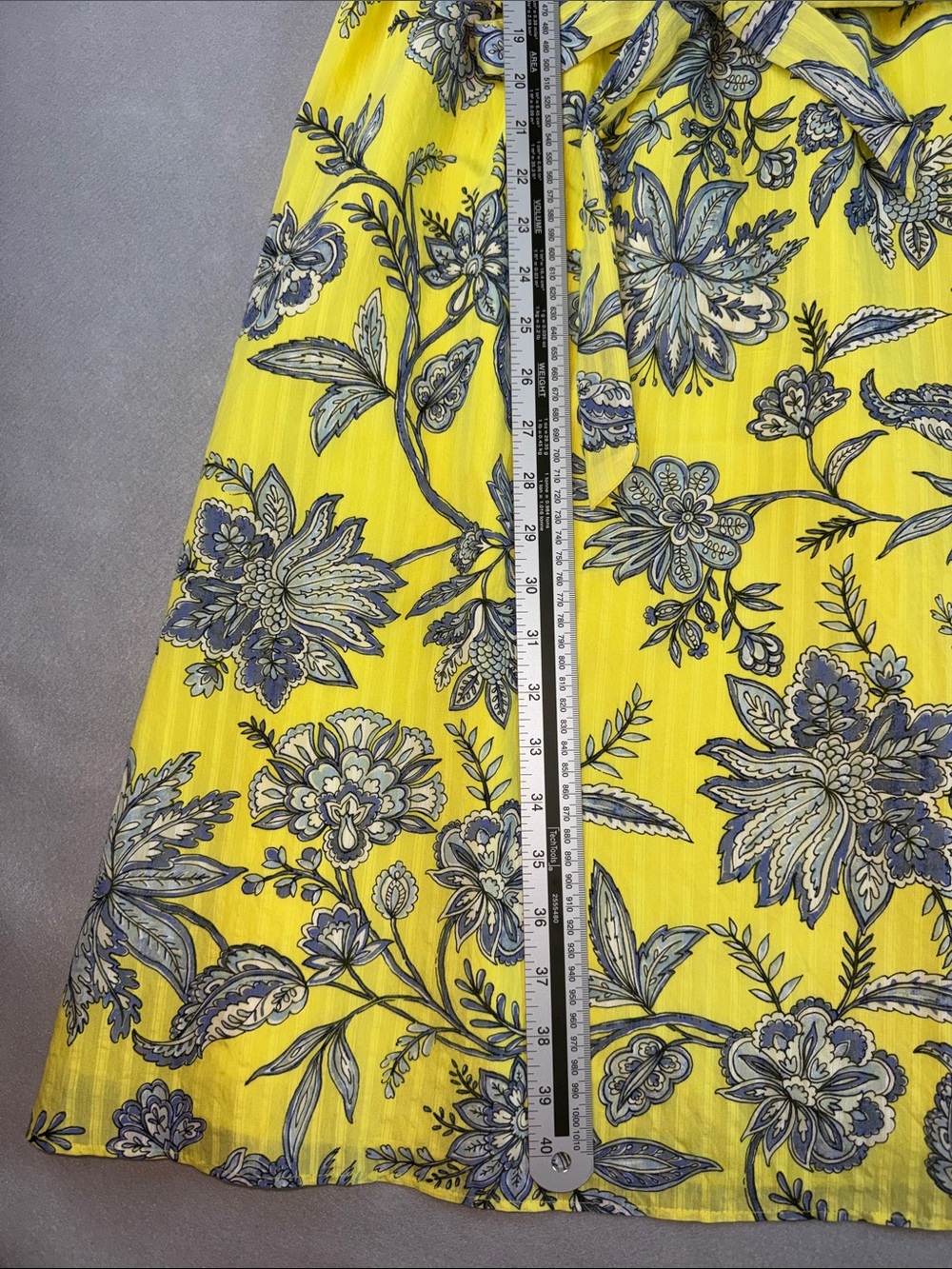 LOFT Trellis Garden Yellow Ruffle MIDI Dress Women's 14P EUC - Picture 7 of 7